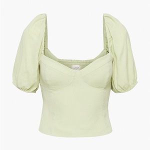 BNWT Aritzia Wilfred Novella Short Sleeve Blouse Top Pastel Sage Green